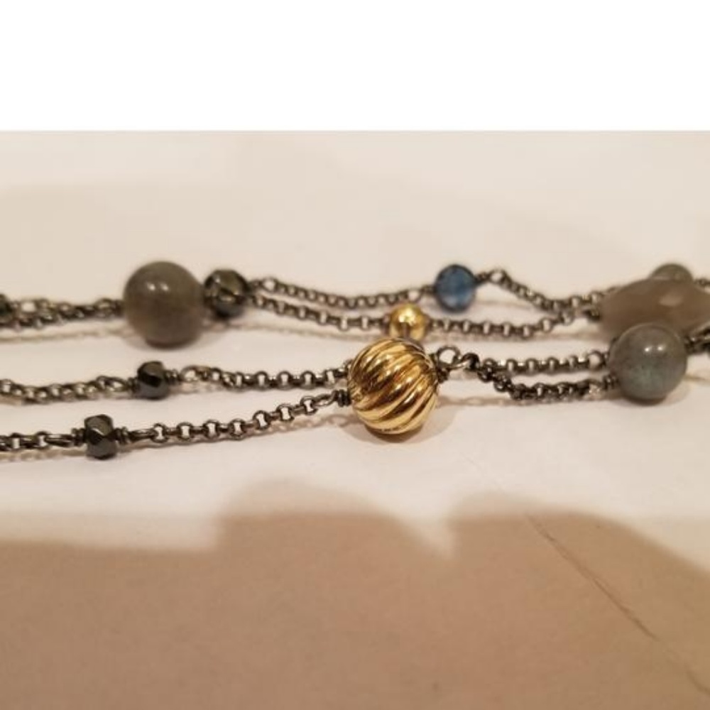 David Yurman Grey Silver 18k Long Bijoux Hematite - Picture 3 of 5